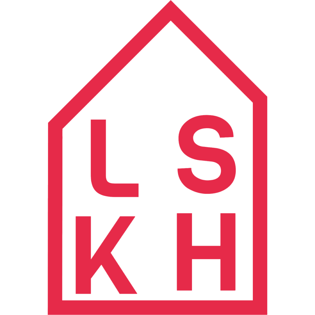 LSKH-Symbol: Die Kontur eines Hauses ist gefüllt mit den Buchstaben "LSKH"