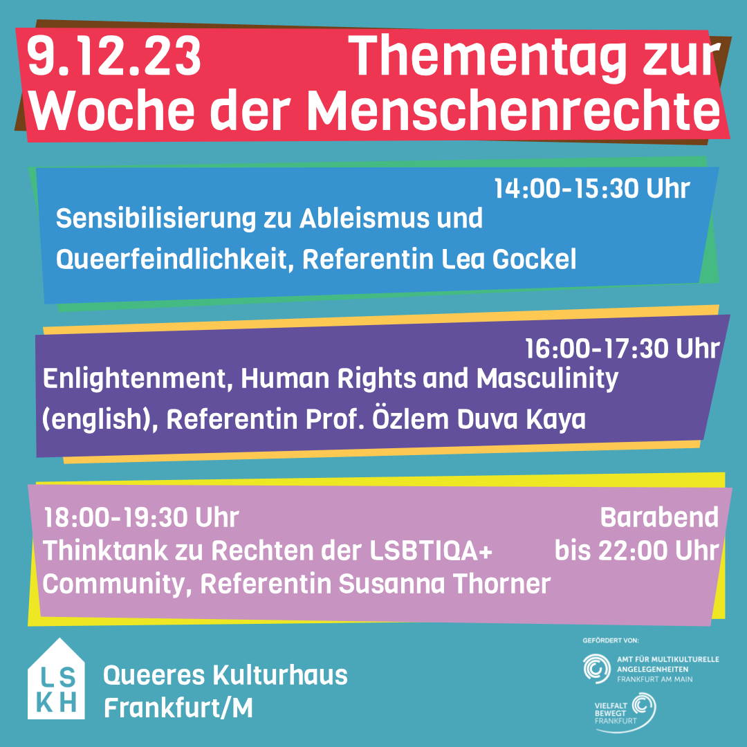 9.12.23 Thementag zur Woche der Menschenrechte im LSKH Queeres Kulturhaus Frankfurt/M